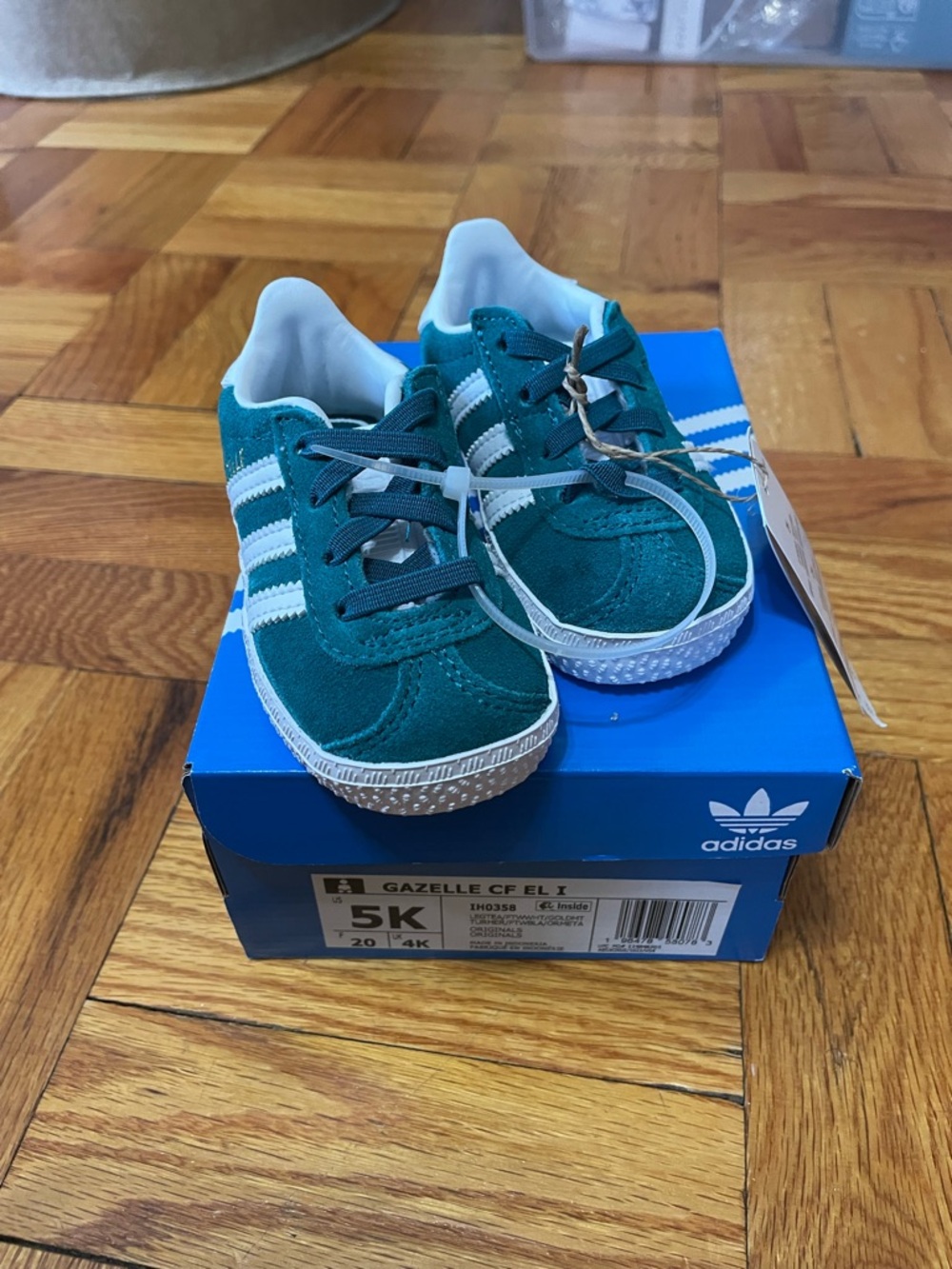 adidas Baby Gazelle Suede Sneakers - Teal & White - Picture 2 of 3